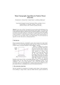Muon Tomography Algorithms for Nuclear Threat Detection