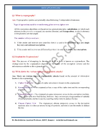 Q.1 What Is Cryptography? Ans. Cryptographic