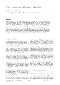 Source Monitoring and Memory Distortion