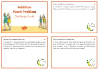 Addition Word Problem Challenge Cards 1