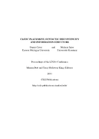 Clitic Placement, Syntactic Discontinuity and Information Structure