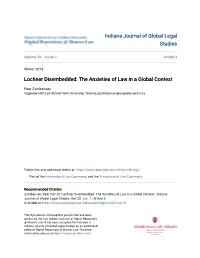 Lochner Disembedded: the Anxieties of Law in a Global Context