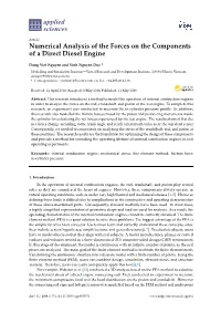 Numerical Analysis of the Forces on the Components of a Direct Diesel Engine