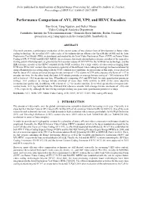 Performance Comparison of AV1, JEM, VP9, and HEVC Encoders