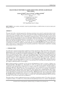 Road Surface Textures Classification Using Opening-Based Image