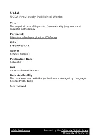 The Empirical Base of Linguistics: Grammaticality Judgments and Linguistic Methodology