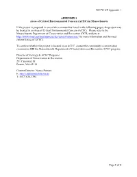 Appendix 1 Areas of Critical Concern in Massachusetts