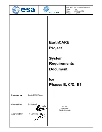 Earthcare Project System Requirements Document For