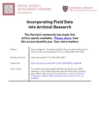 Incorporating Field Data Into Archival Research