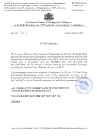 The OSCE Secretariat Bears No Responsibility for the Content of This Document and Circulates It Without Altering Its Content. Th