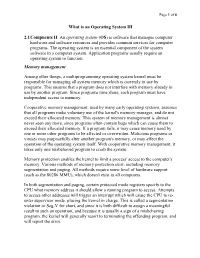 What Is an Operating System III 2.1 Compnents II an Operating System