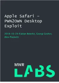 Apple Safari – PWN2OWN Desktop Exploit