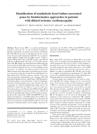 Identification of Nondiabetic Heart Failure‑Associated Genes by Bioinformatics Approaches in Patients with Dilated Ischemic Cardiomyopathy