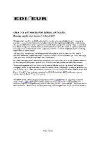 ONIX DOI Metadata for Serial Articles (Version 1.1)