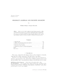SEMIGROUP ALGEBRAS and DISCRETE GEOMETRY By