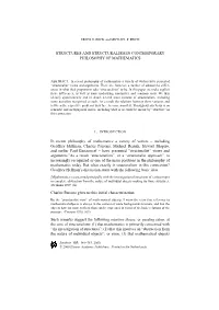 Structures and Structuralism in Contemporary Philosophy of Mathematics