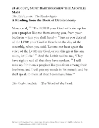 The First Lesson. the Reader Begins a Reading from the Book of Deuteronomy