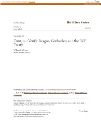 Trust, but Verify: Reagan, Gorbachev, and the INF Treaty William D