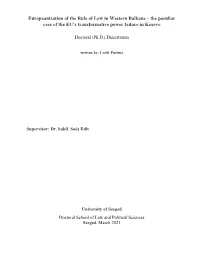 Europeanization of the Rule of Law in Western Balkans – the Peculiar Case of the EU’S Transformative Power Failure in Kosovo