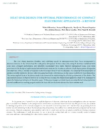 Heat Sink Design for Optimal Performance of Compact Electronic Appliances - a Review