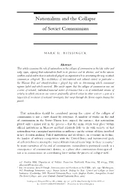 Nationalism and the Collapse of Soviet Communism