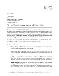 Public Relations Campaign Report for 2020 Primary Election