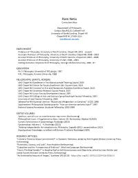 Ram Neta Curriculum Vitae