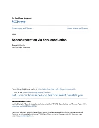 Speech Reception Via Bone Conduction