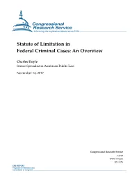 Statute of Limitation in Federal Criminal Cases: an Overview