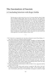 The Fascination of Fascism a Concluding Interview with Roger Griffin