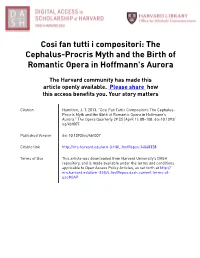 Cosi Fan Tutti I Compositori: the Cephalus-Procris Myth and the Birth of Romantic Opera in Hoffmann's Aurora