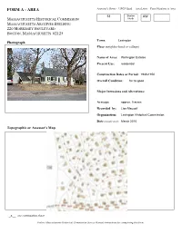 FORM a - AREA Assessor’S Sheets USGS Quad Area Letter Form Numbers in Area