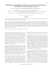 Predation on Seabirds by Pacific Cod Gadus Macrocephalus Near the Aleutian Islands, Alaska