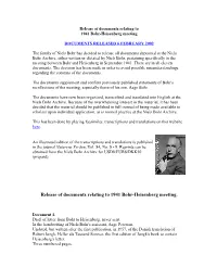 Release of Documents Relating to 1941 Bohr-Heisenberg Meeting