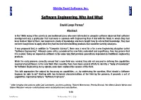 Software Engineering, Why and What