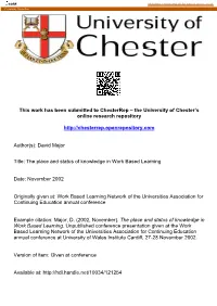 This Work Has Been Submitted to Chesterrep – the University of Chester’S Online Research Repository