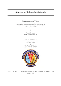 Aspects of Integrable Models