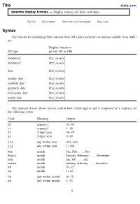 Datetime Display Formats — Display Formats for Dates and Times