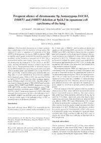 Frequent Silence of Chromosome 9P, Homozygous DOCK8, DMRT1 and DMRT3 Deletion at 9P24.3 in Squamous Cell Carcinoma of the Lung