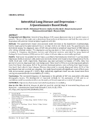 Interstitial Lung Disease and Depression – a Questionnaire Based Study
