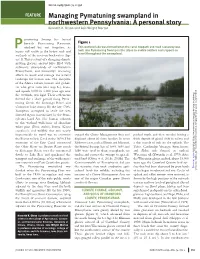 Managing Pymatuning Swampland in Northwestern Pennsylvania: a Personal Story Kenneth R