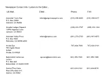 Newspaper Contact Info / Letters to the Editor... US Mail... Email