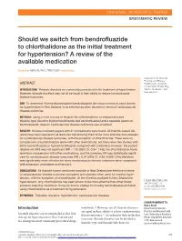 Should We Switch from Bendrofluazide to Chlorthalidone As the Initial Treatment for Hypertension? a Review of the Available Medication