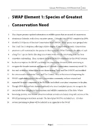 SWAP Element 1: Species of Greatest