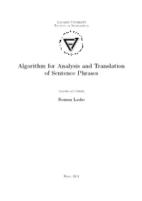 Algorithm for Analysis and Translation of Sentence Phrases