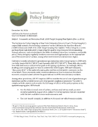 December 16, 2016 California Air Resources Board VIA ELECTRONIC SUBMISSION Subject: Comments on Discussion Draft, 2030 Target Scoping Plan Update (Dec