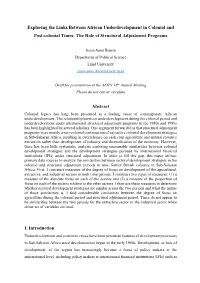 Exploring the Links Between African Underdevelopment in Colonial and Post-Colonial Times: the Role of Structural Adjustment Programs