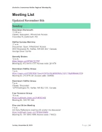 Meeting List Updated November 8Th Sunday Downtown Dartmouth 11:00 A.M