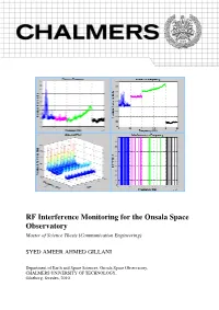 RF Interference Monitoring for the Onsala Space Observatory Master of Science Thesis (Communication Engineering)