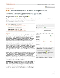 Road Traffic Injuries in Nepal During COVID-19 Lockdown[Version 2; Peer